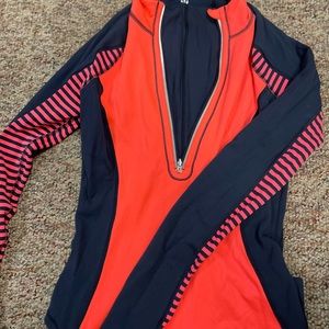 Lululemon Orange and Navy Reversible Quarter Zip Size 4